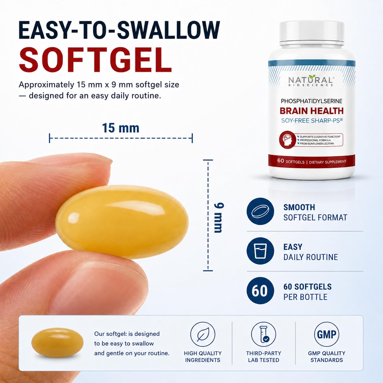Natural BioScience Soy Free Phosphatidylserine 100mg Softgel, 60 Softgels