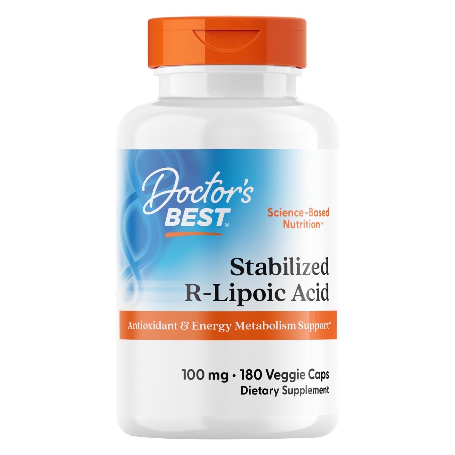 Doctor's BEST Stabilized R-Lipoic Acid Supplement 100 mg - R-Alpha Lipoic Acid, 180 Capsules
