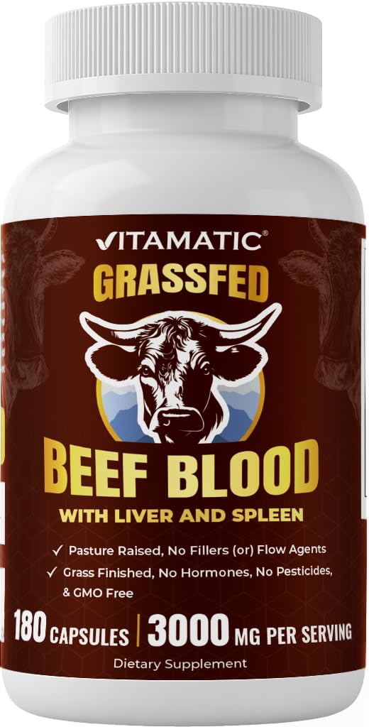 Vitamatic Grass Fed Beef Blood with Liver and Spleen 180 Capsules
