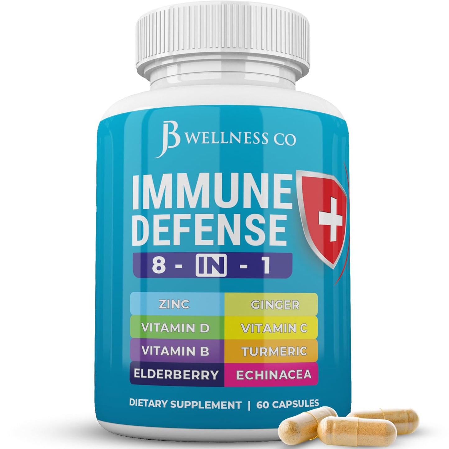 JB Wellness Co Immune Support 8 in 1 Capsules, 60 Count