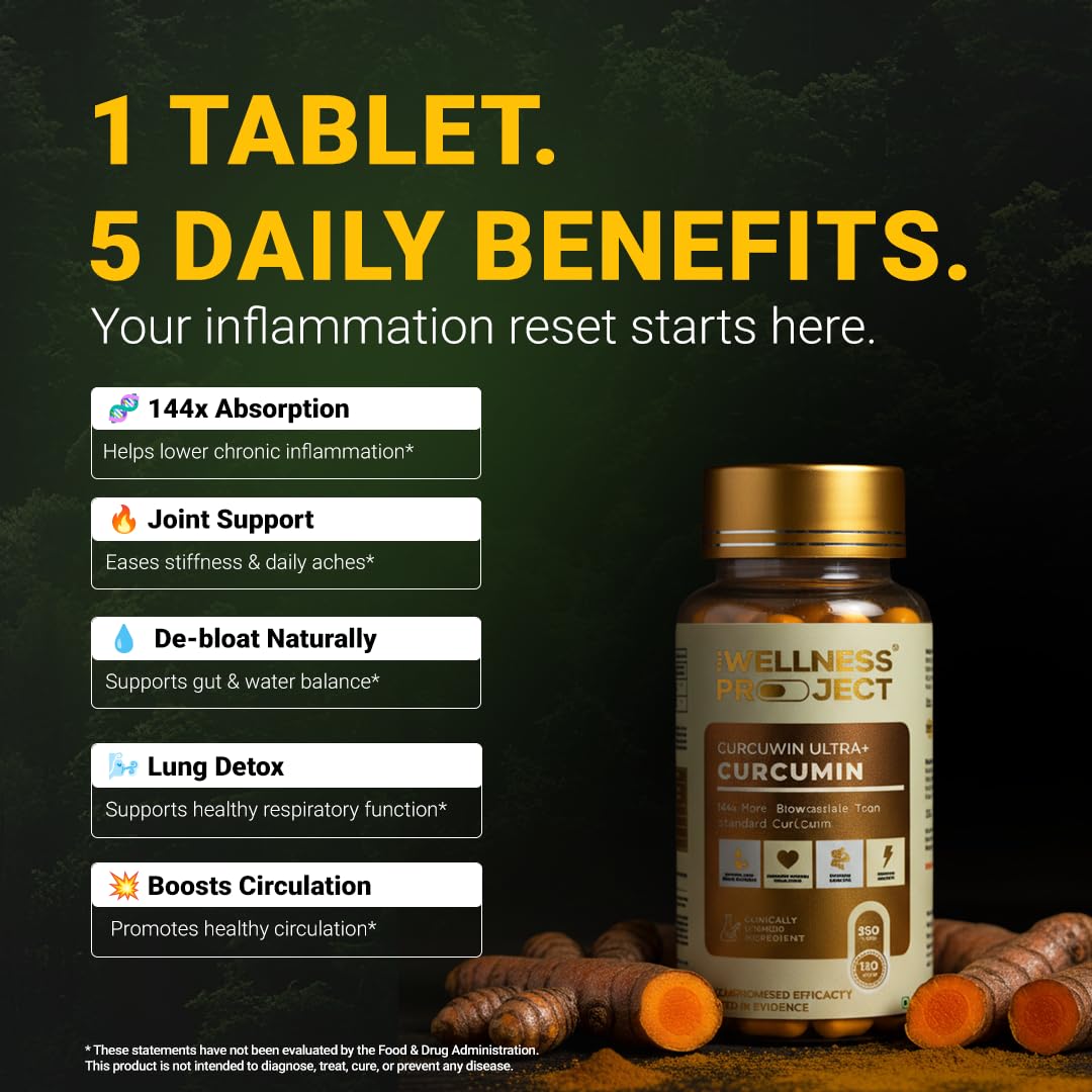 The Wellness Project Turmeric Curcumin with Curcuwin Ultra+ 250mg, 60 Tablets