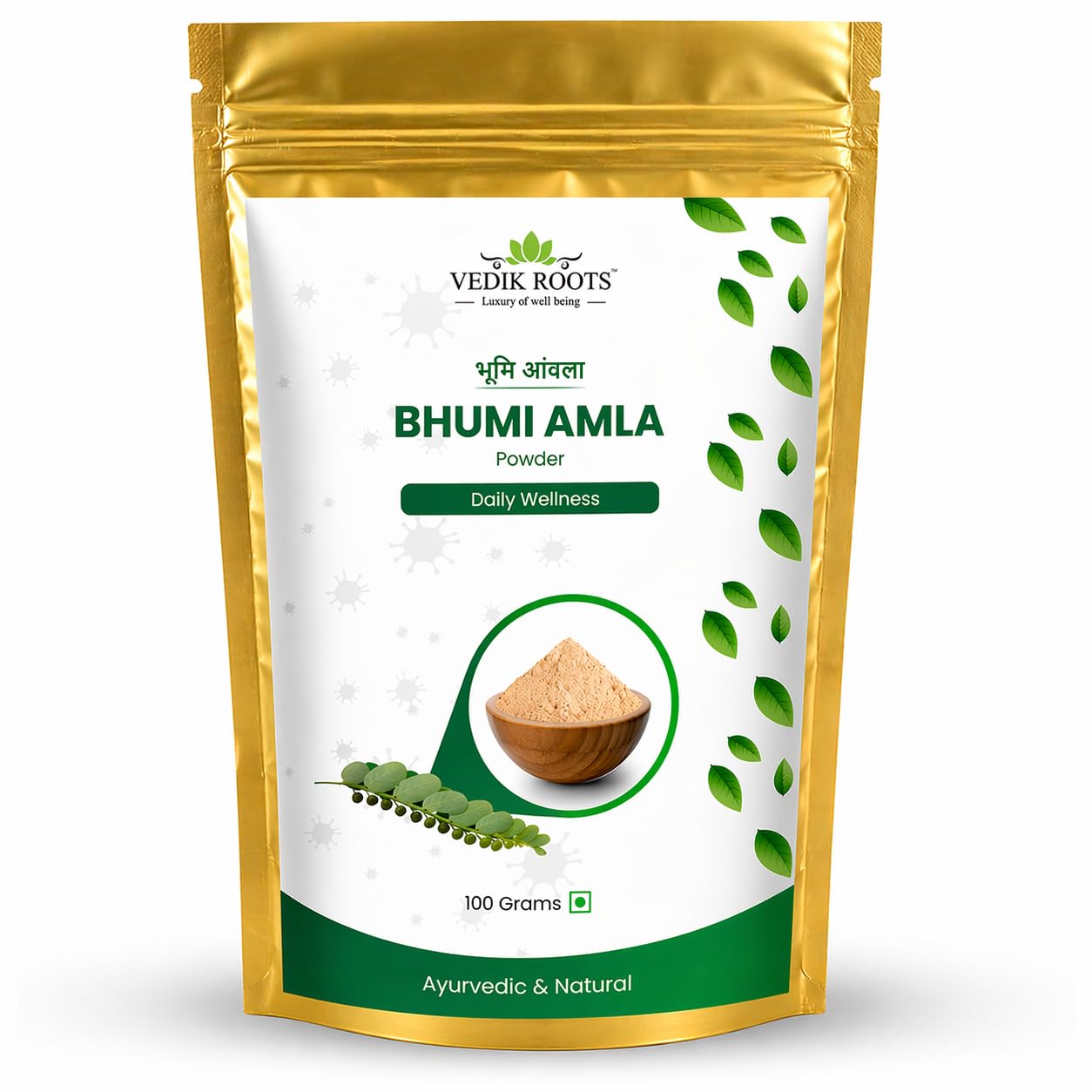 VEDIKROOTS Organic Bhumi Amla Powder, 3.53 Ounce