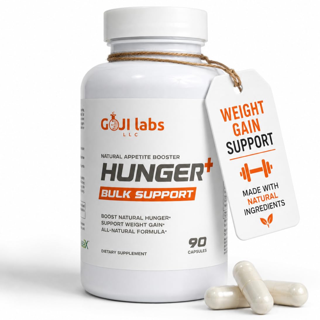 Goji Labs Hunger+ Appetite Stimulant for Weight Gain Capsules, 90 Count