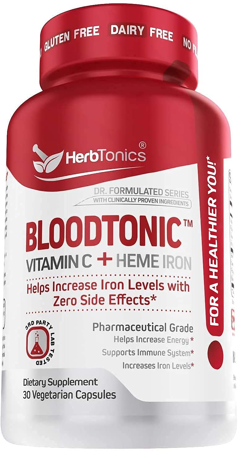 Herbtonics Blood Booster Iron Supplements for Women and Men Capsule, 30 Count