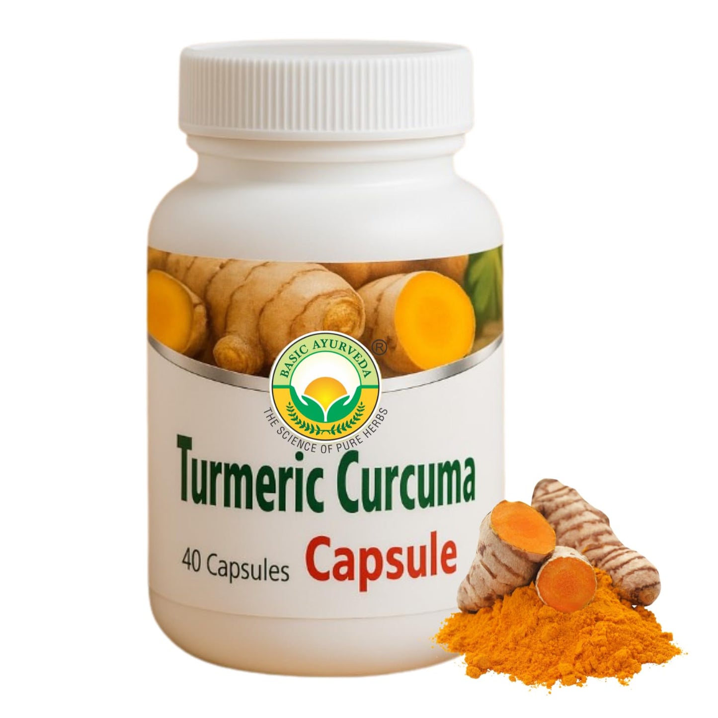 BASIC AYURVEDA Turmeric Curcuma Supplement 460MG+ 40 Capsules