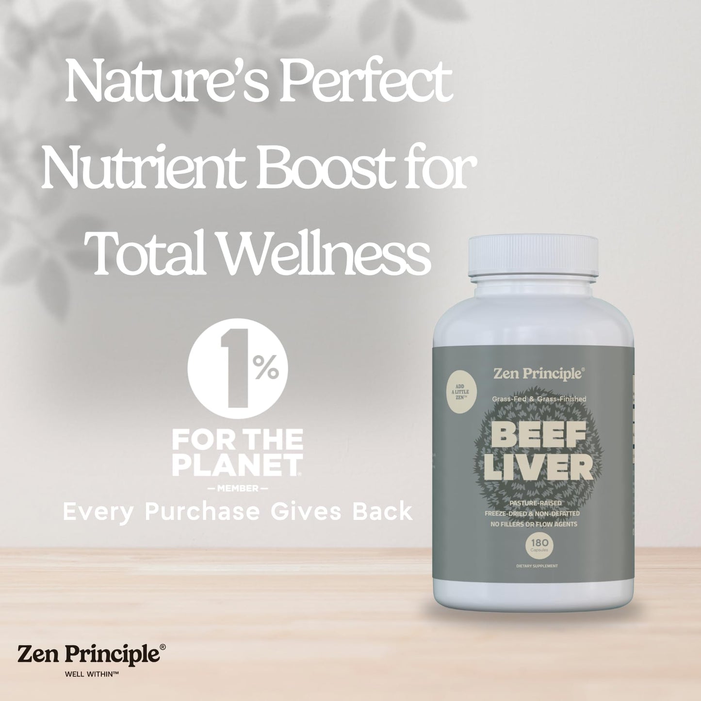 Zen Principle Ultra-Pure Desiccated Beef Liver, Grass-Fed & Finished New Zealand 360 Capsules