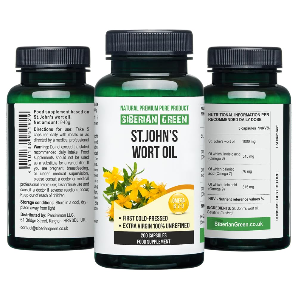 Siberian Green St. John's Wort Oil Capsules, 200 Capsules