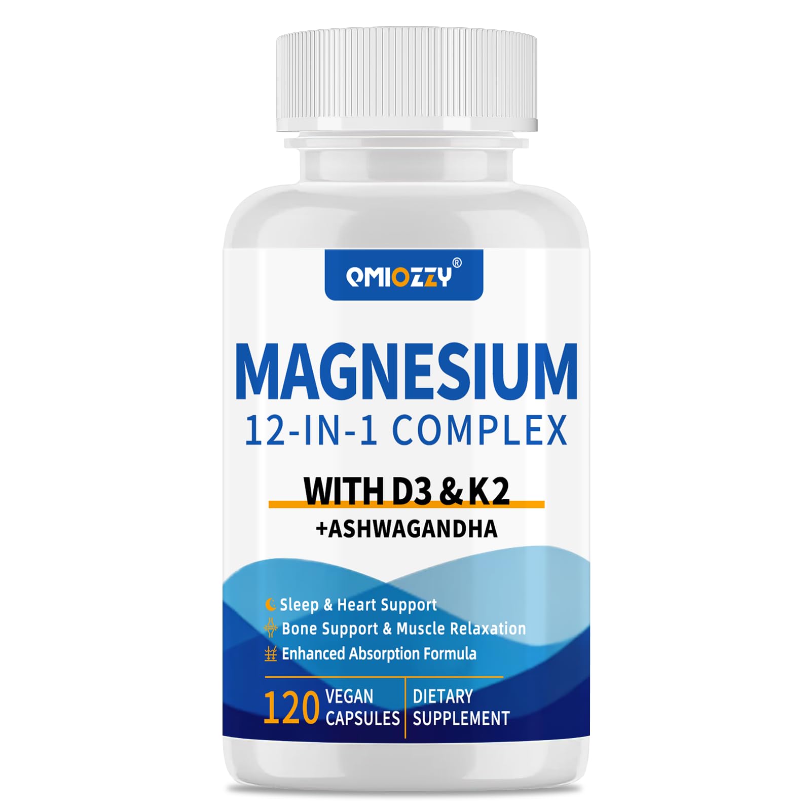 Qmiozzy Magnesium Complex 12 in 1 Supplement Capsules, 120 Count