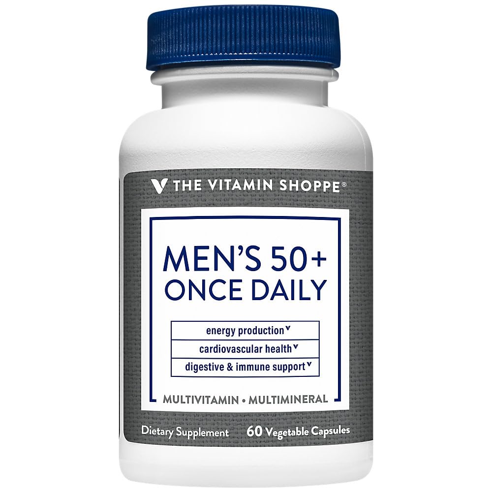 The Vitamin Shoppe MenaTMs 50+ Once Daily Multivitamin for Immune, Energy, Digestive, and Cardiovascular Support, Vegetarian Capsules, 60 Count