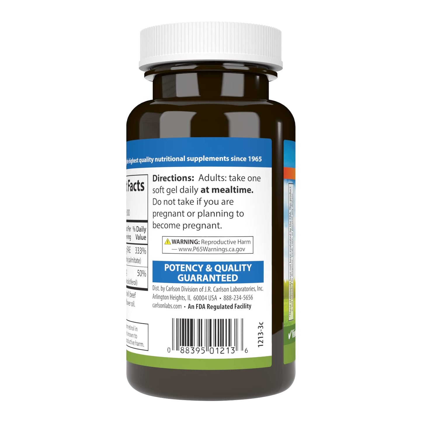 Carlson A & D Vitamin A 10000 IU (3000 mcg RAE) Softgel, 300 Softgels