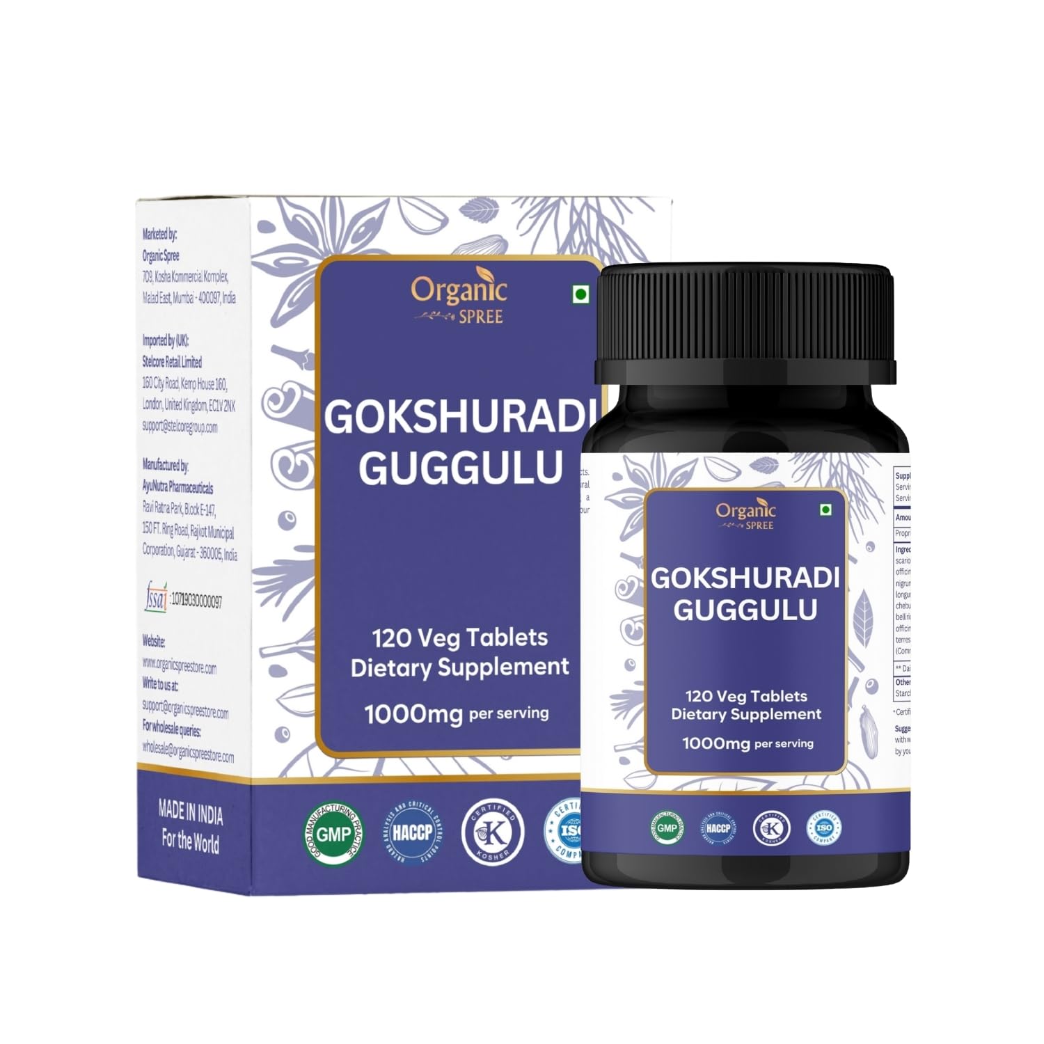 ORGANIC SPREE Gokshuradi Guggulu 120 Tablets