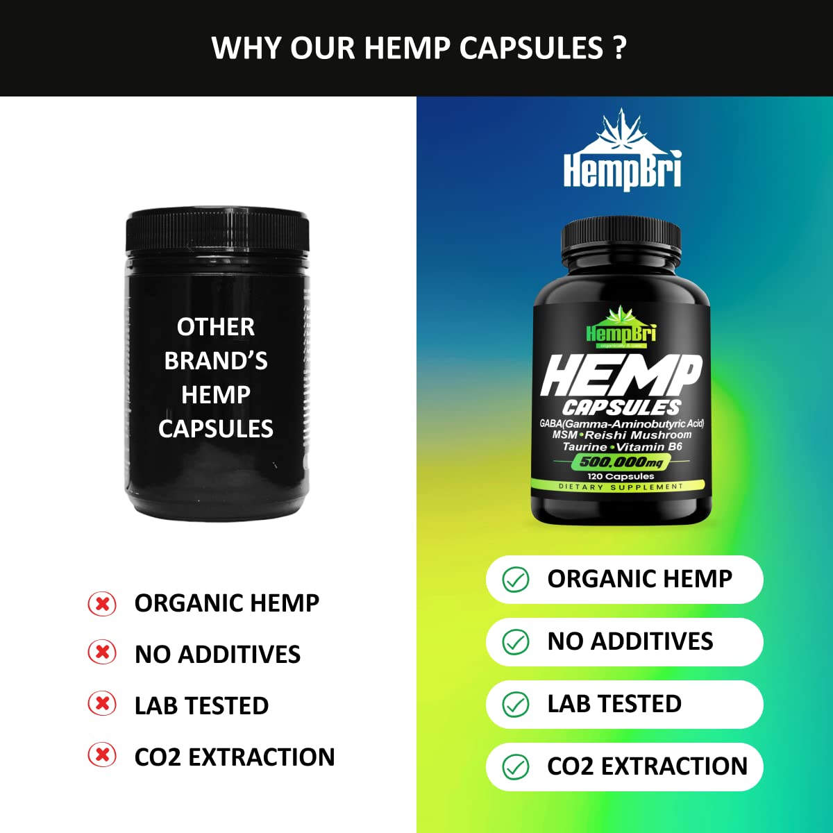 Hempbri Hemp Oil Extract Capsules 120 Count