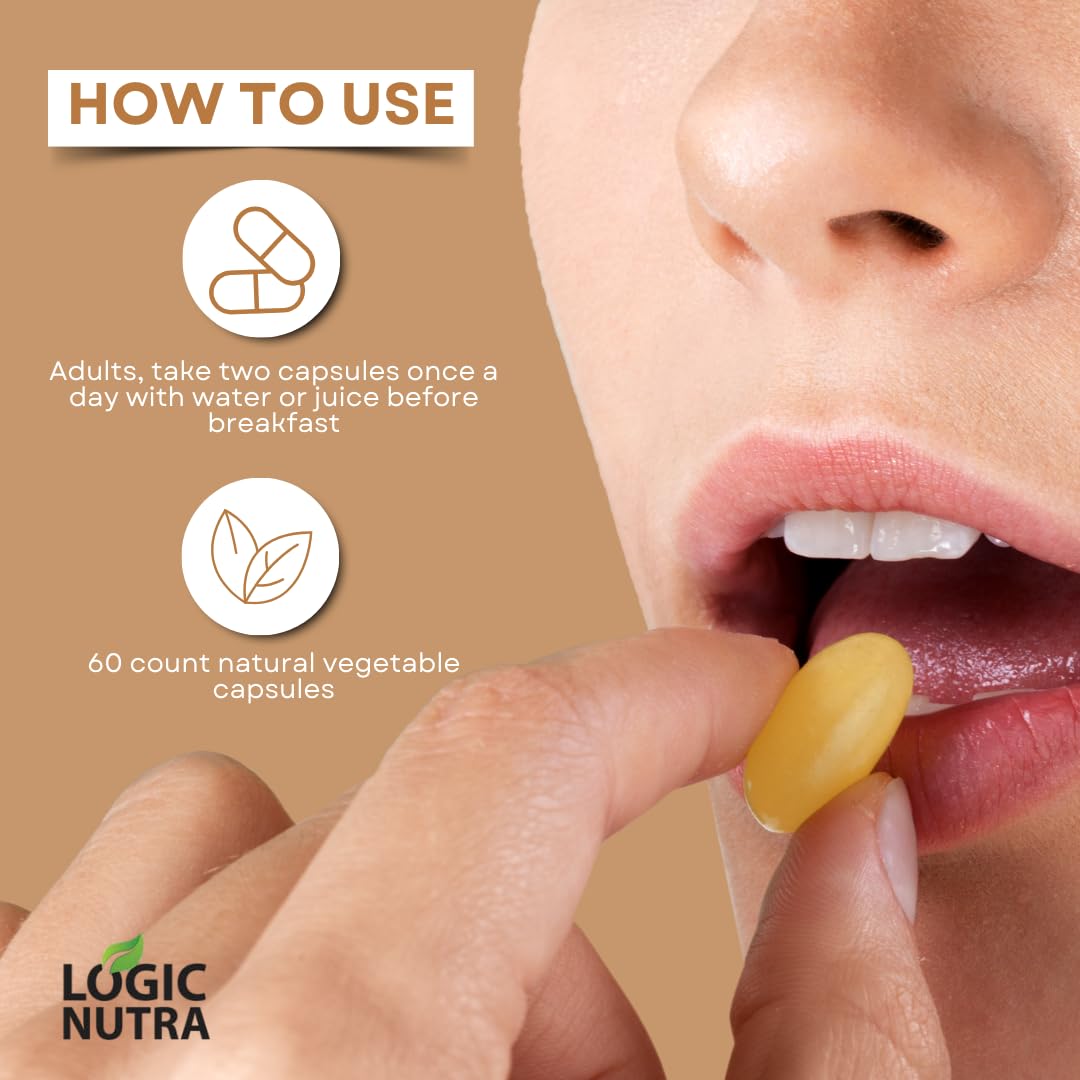 Logic Nutra L-Ergothioneine Plus Organic Blend of Cordyceps Mushroom, Lion’s Mane, Reishi, Astragalus, Siberian Ginseng, Ashwagandha Capsules, 60 Count