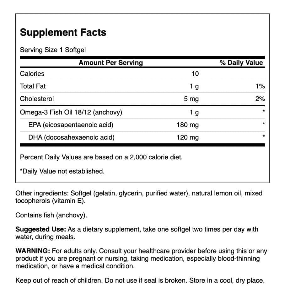 Swanson Omega-3 Fish Oil Heart, Brain, and Joint Support Softgels 150 Count