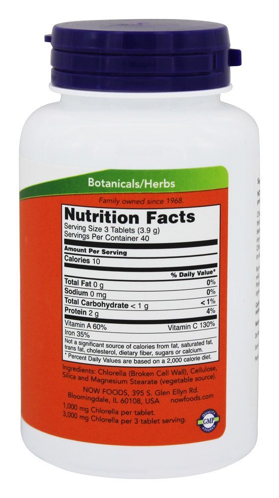 NOW Foods Chlorella 1000 mg Tablets, 120 Count