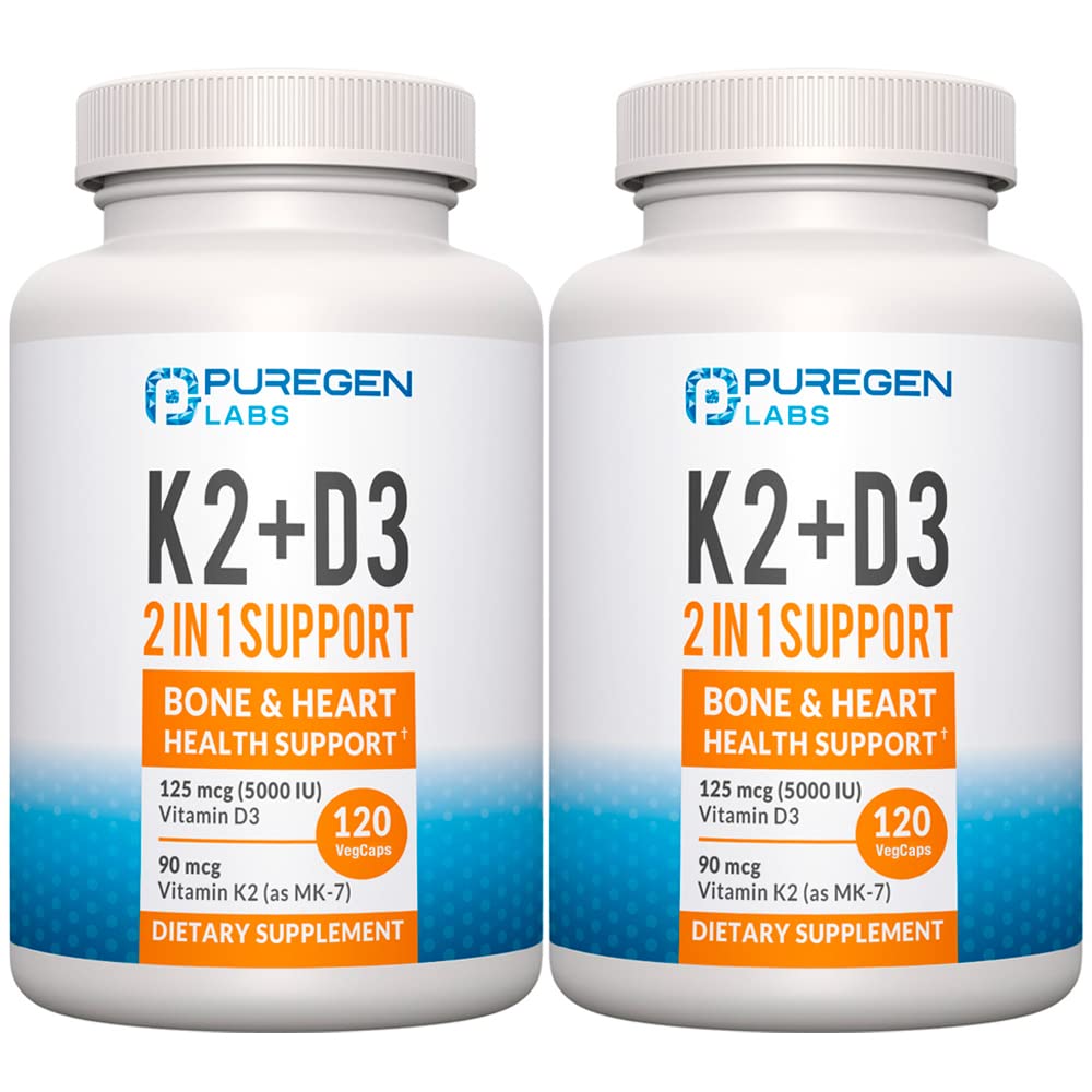 P Puregen Labs Vitamin D3 & K2 Complex Capsules 240 Capsules