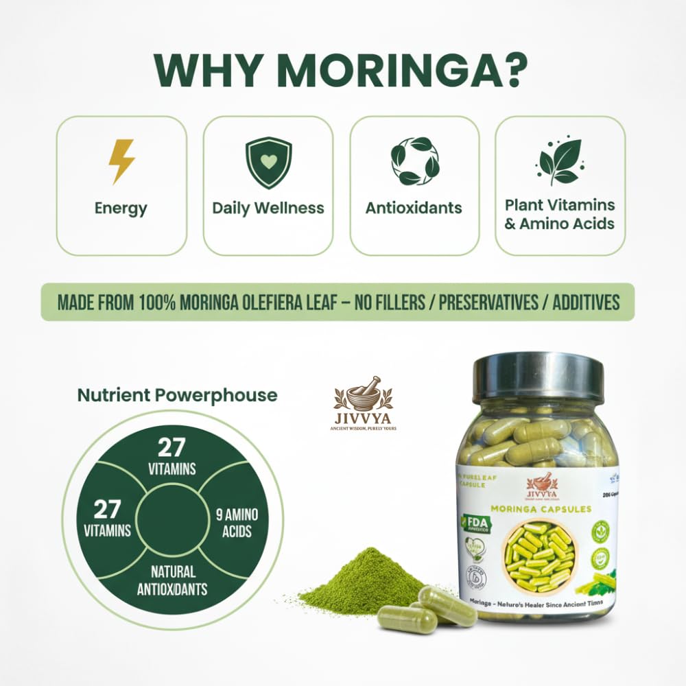 Jivvya Ancient Wisdom Purely Yours Pure Moringa Capsules 200 Capsules