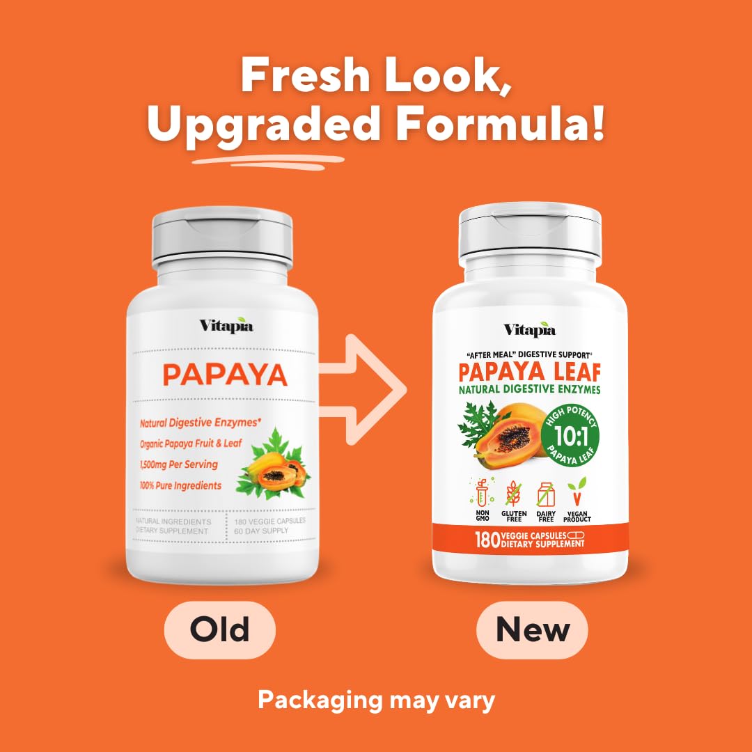 Vitapia Papaya Leaf 10:1 Extract Capsules, 180 Count