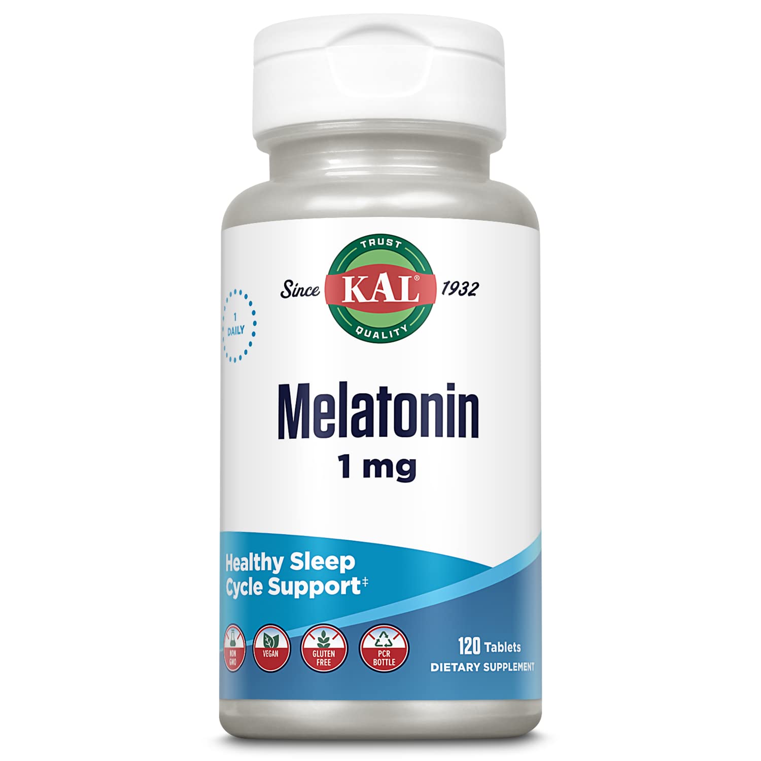 KAL Melatonin 1mg Sleep Aid Tablets, 120 Tablets