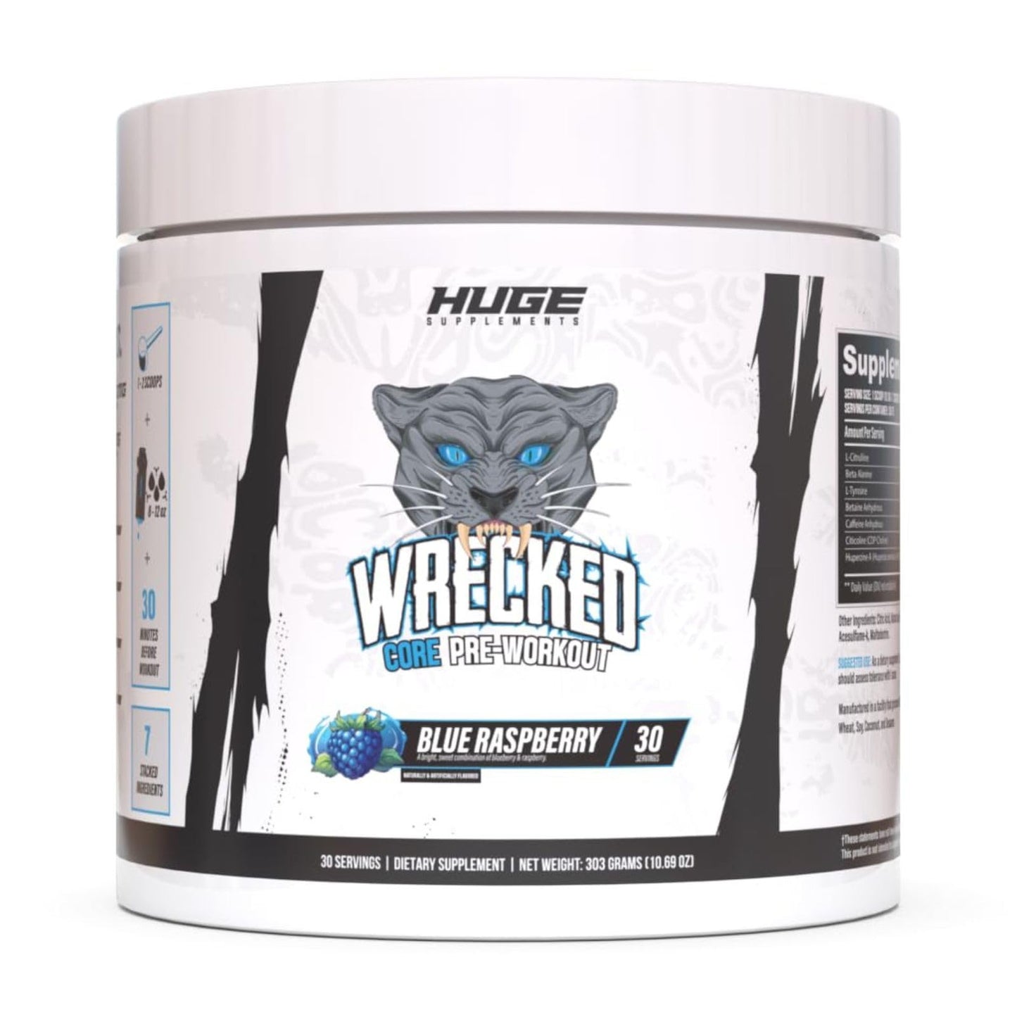 Huge Supplements Wrecked Core All-in-One Pre-Workout Powder, 30 Servings