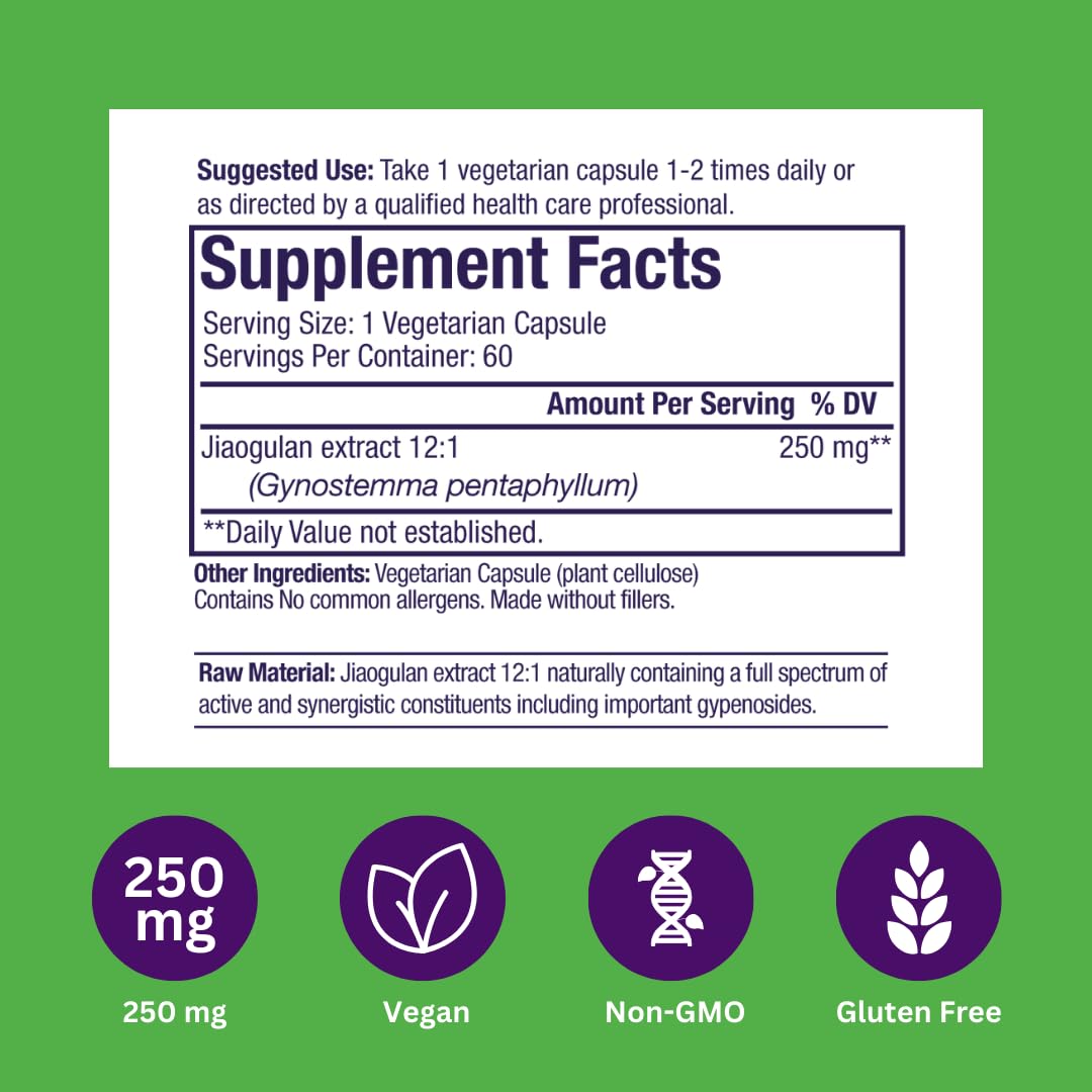 Paradise Herbs Jiaogulan Active Whole Spectrum Capsules 60