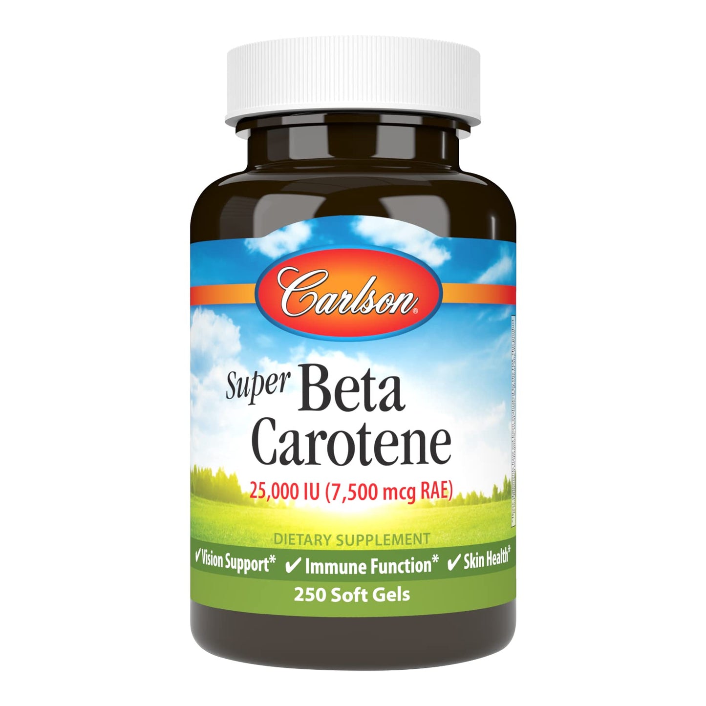 Carlson Super Beta Carotene Softgels, 25000 IU (15 mg), Vision Health, 250 Softgels