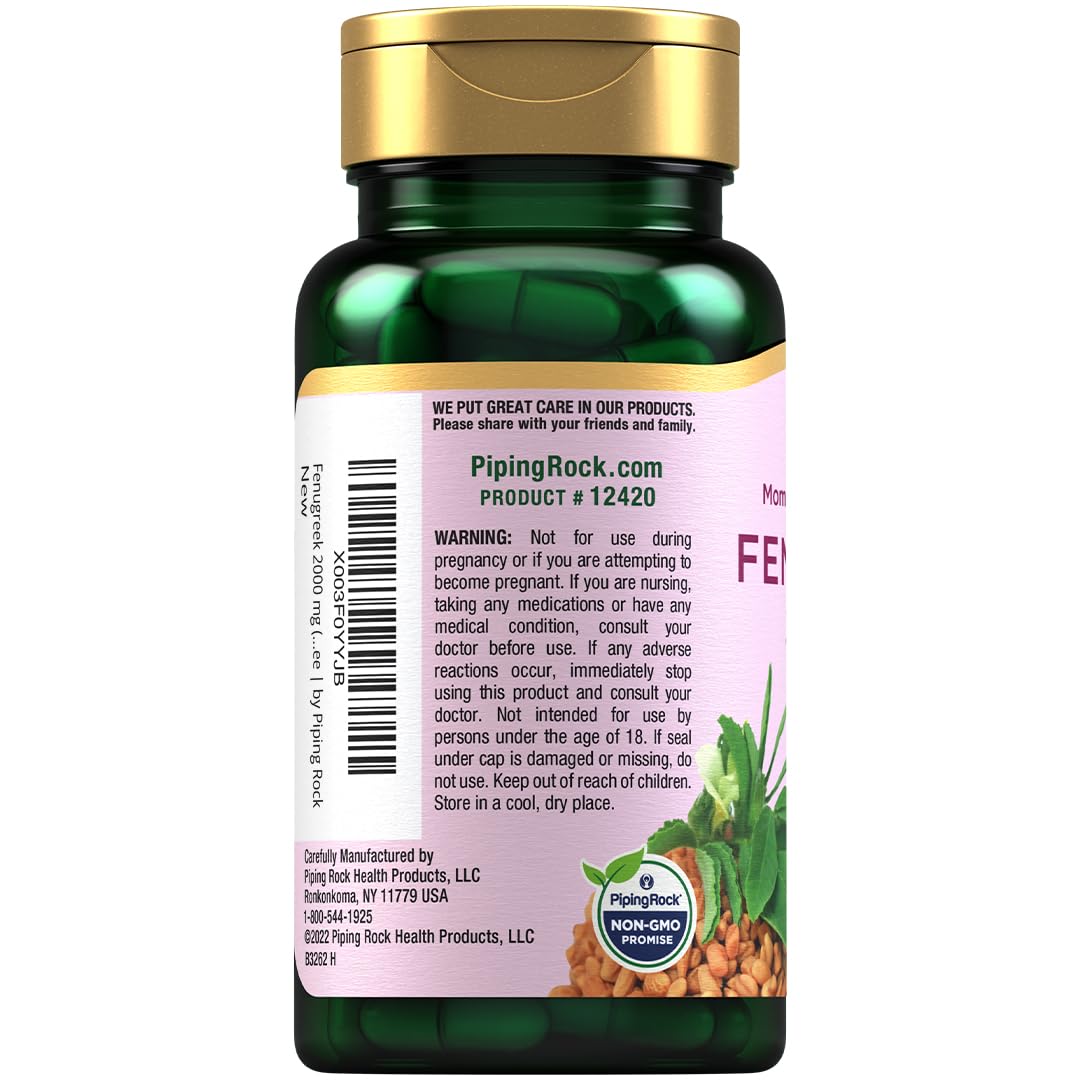 Piping Rock Fenugreek Capsules for Women, 100 Count