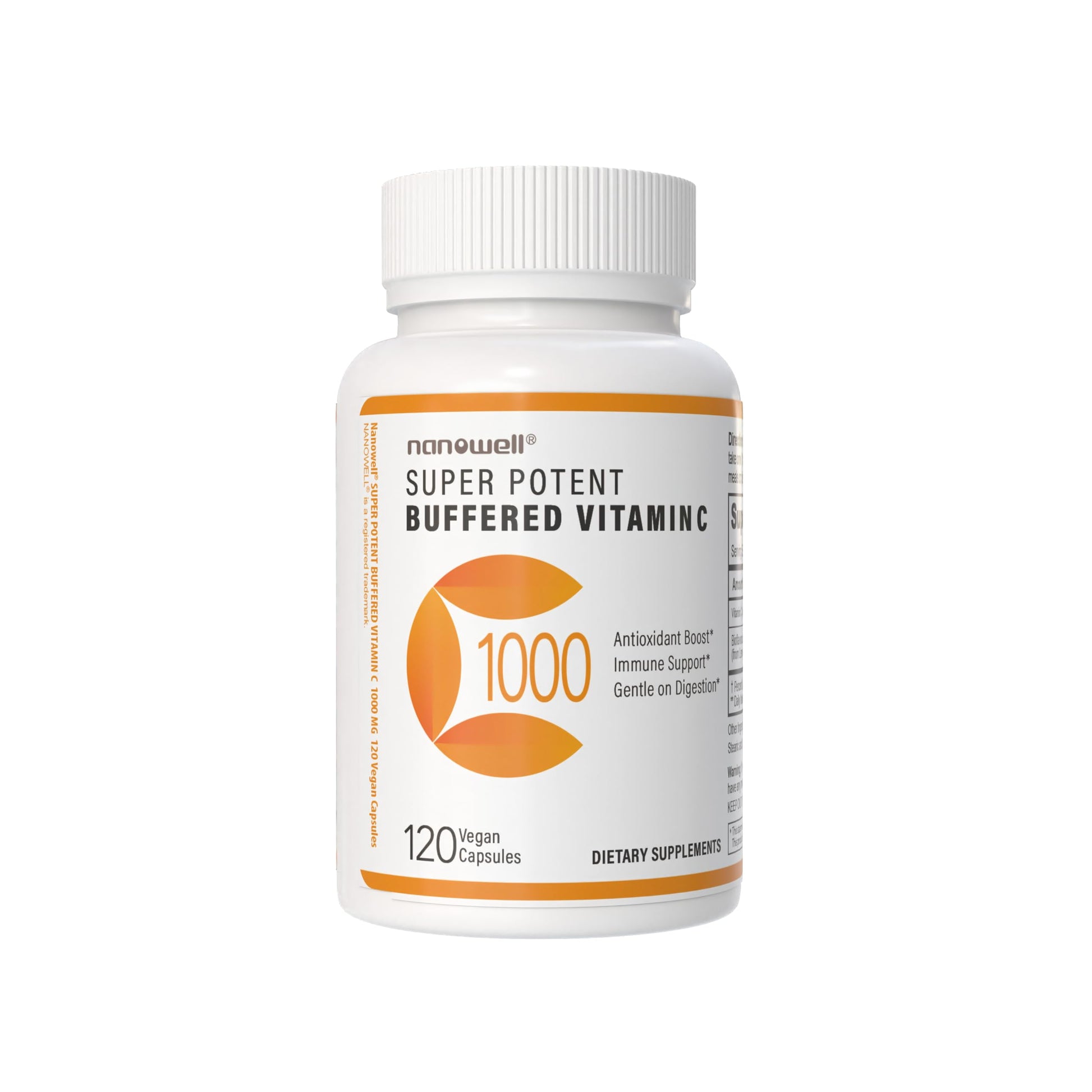 NANOWELL Super Potent Buffered Vitamin C 1000 mg with Bioflavonoid Complex, Capsule, 180 Count