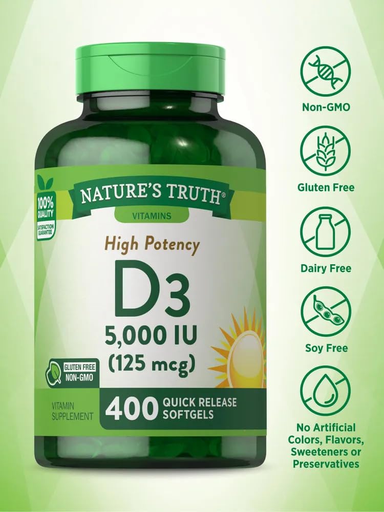Nature's Truth Vitamin D3 5000 IU Softgels 400 Count