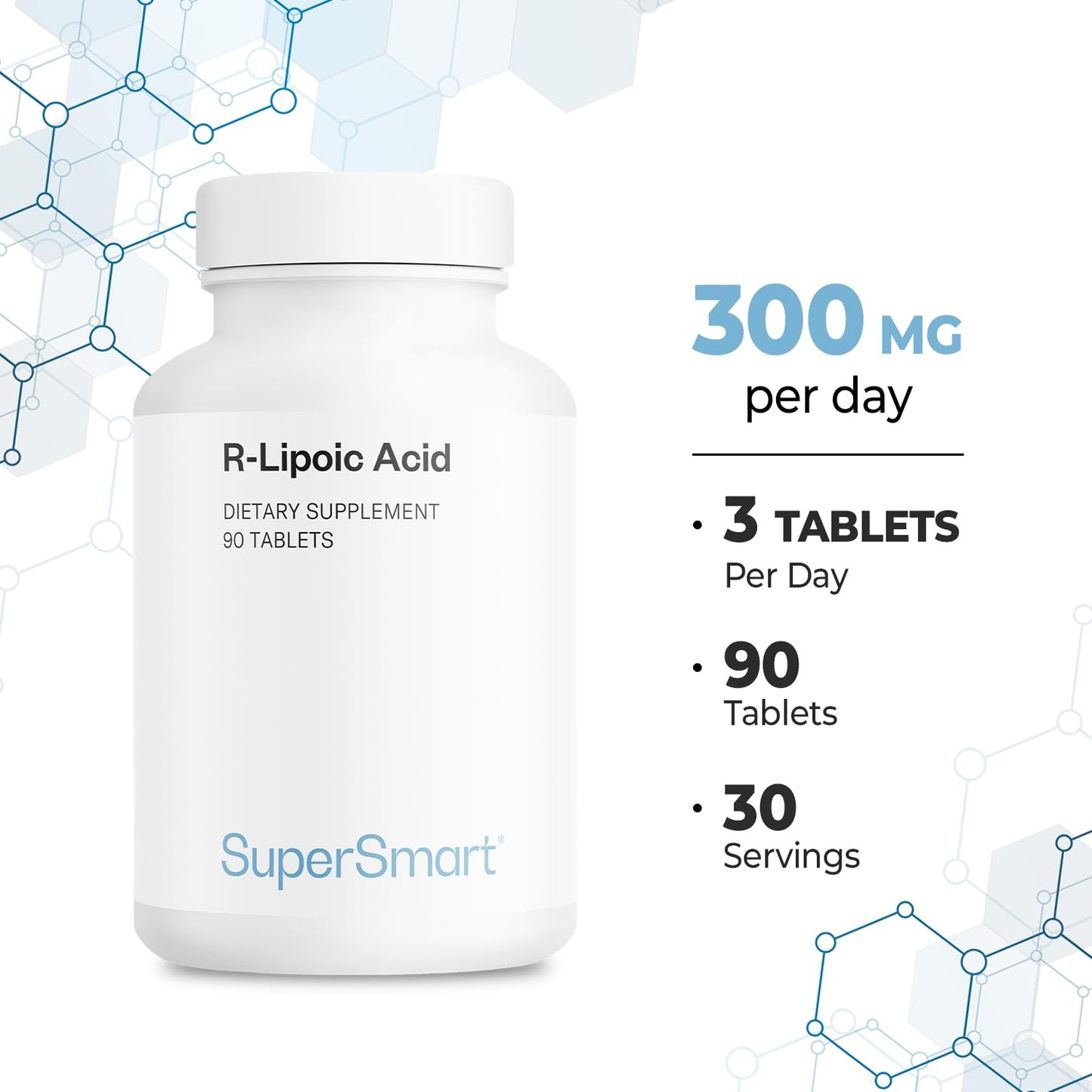 Supersmart R-Lipoic Acid 300mg per Day Capsules, 90 Count