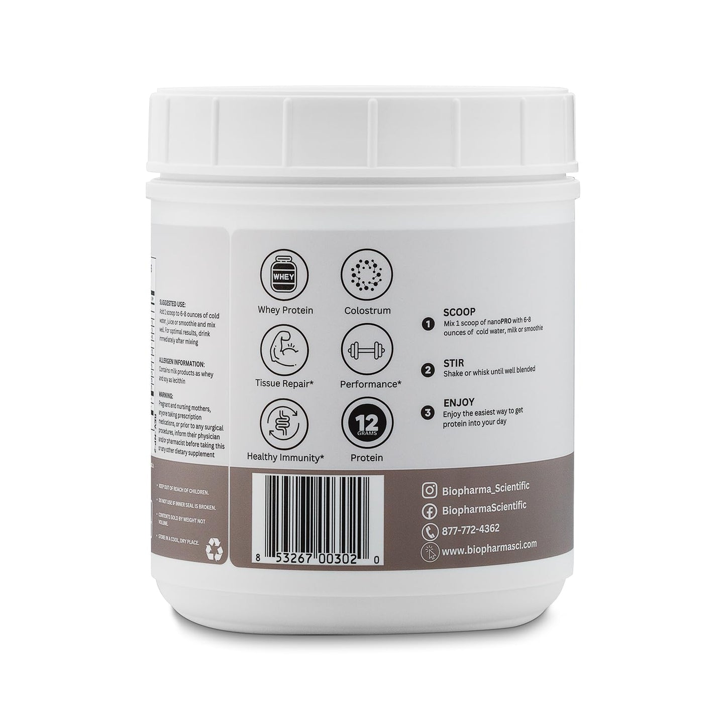 Biopharma Scientific Nanopro Immune Whey Protein Powder 19.2 oz
