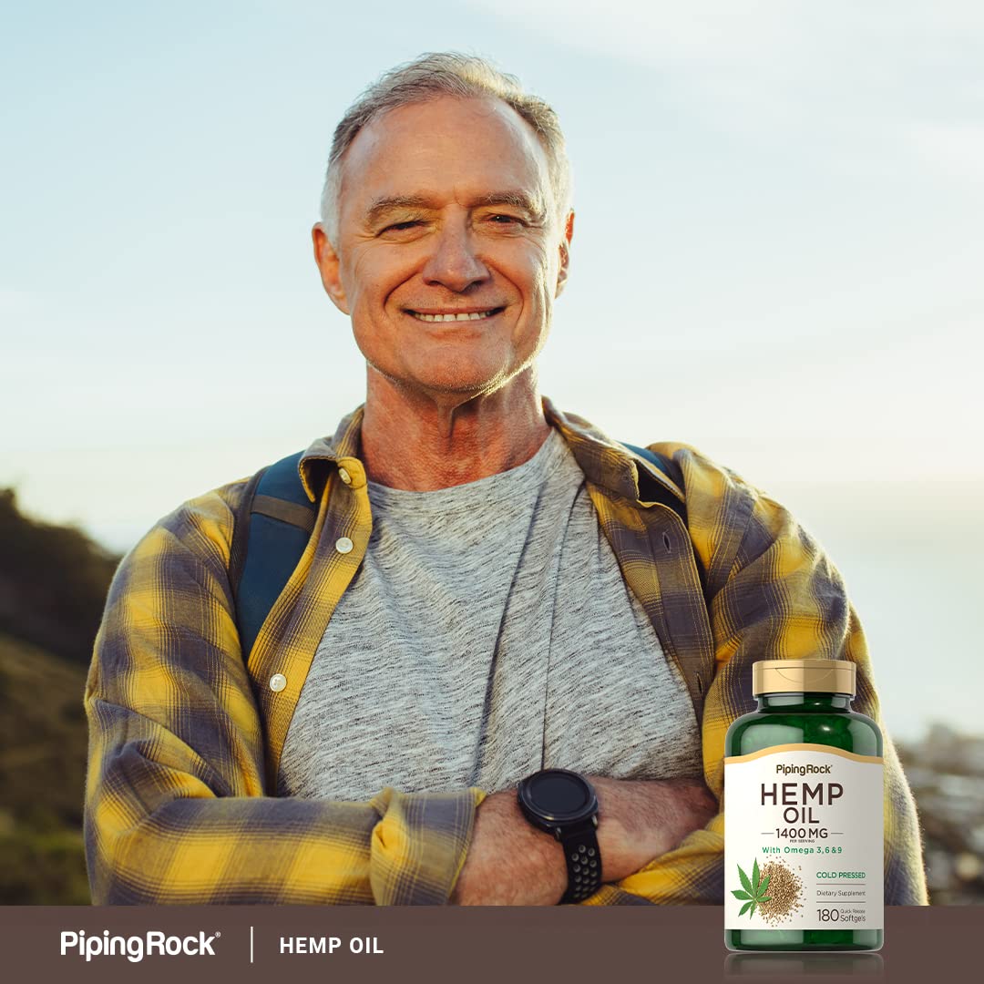 Piping Rock Hemp Oil Capsules 1400mg Omega-3-6-9 Softgel 180 Count