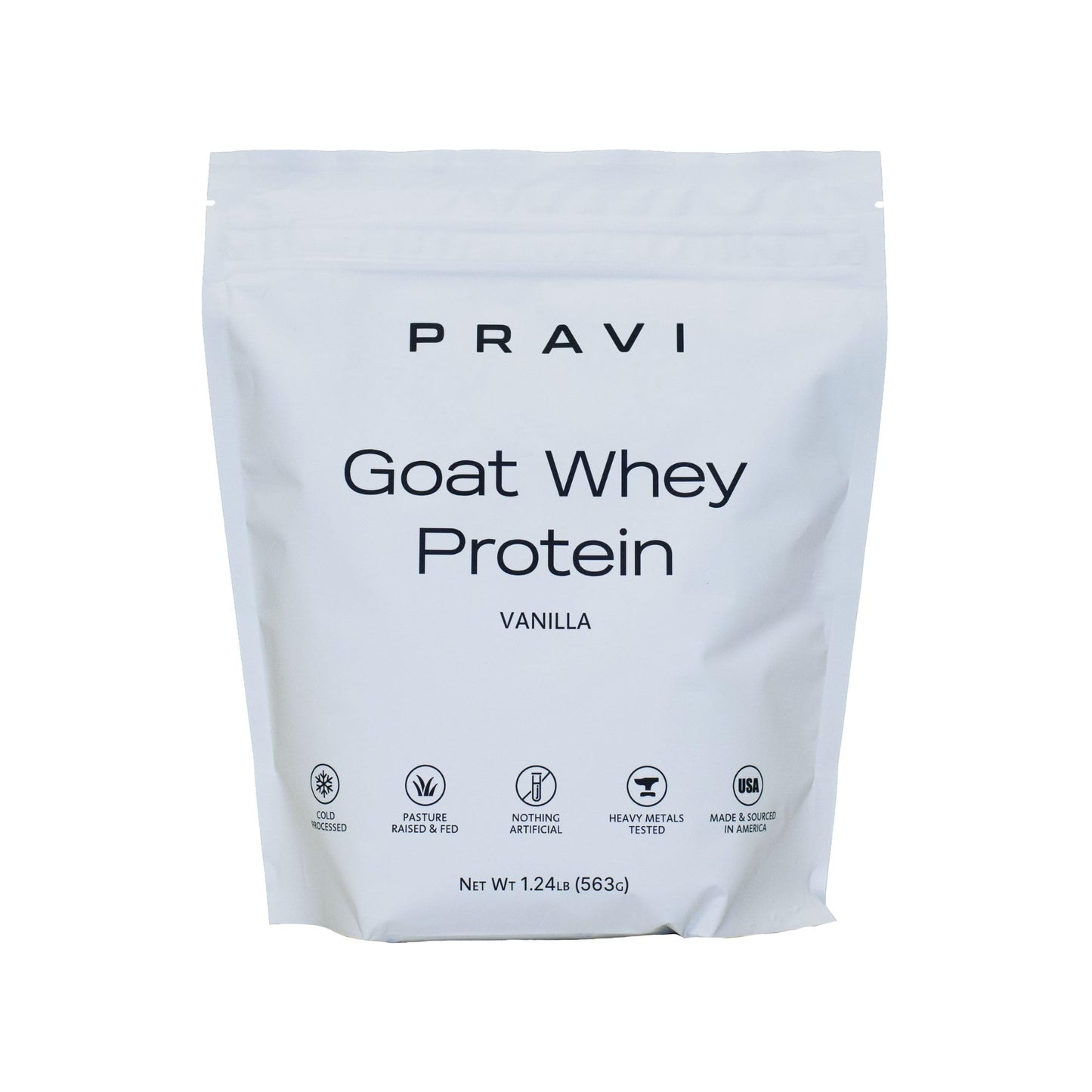 Pravi Nutrition Grass-Fed Pure Goat Whey Protein Powder - Vanilla Flavor, 17.6 oz