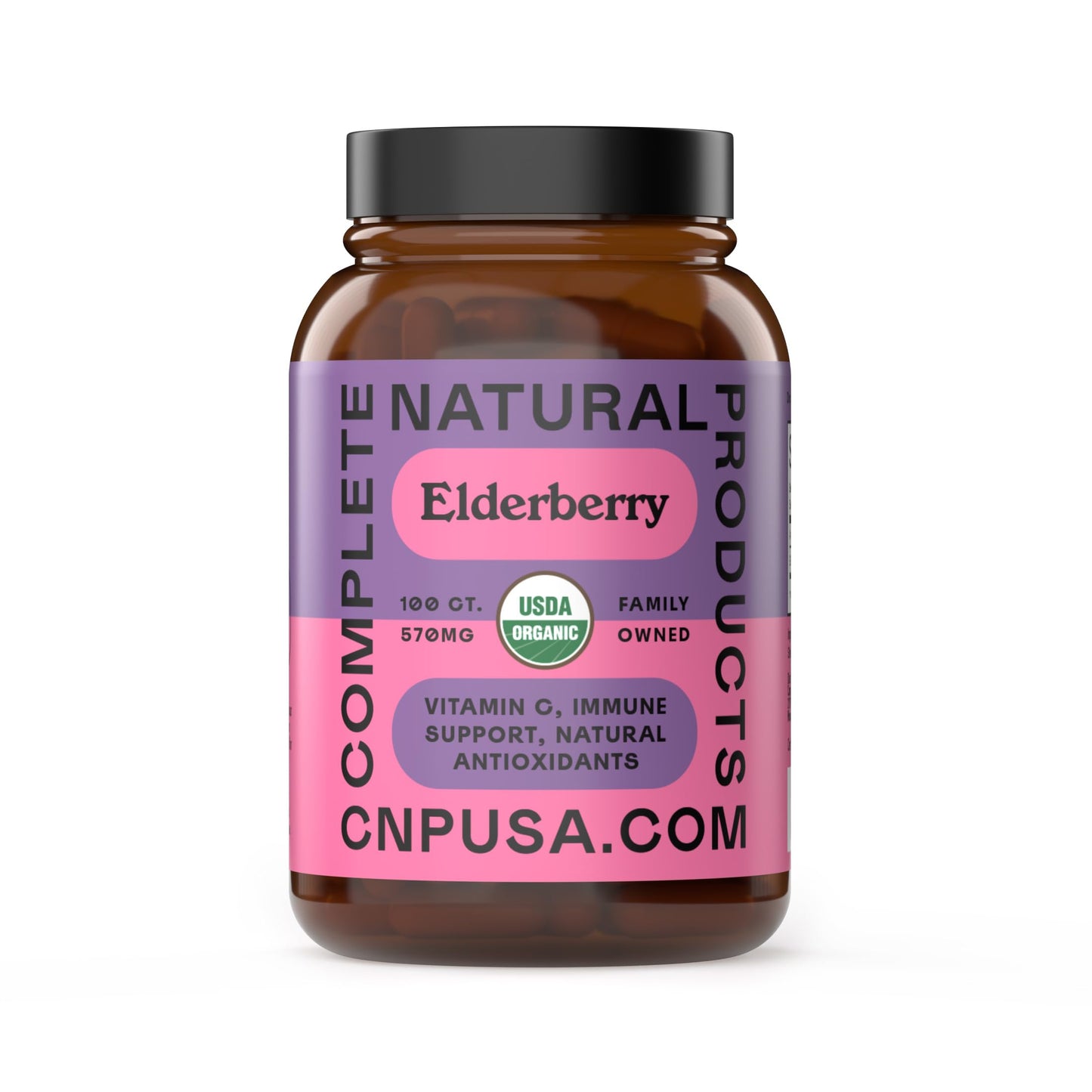 Complete Natural Products Elderberry 570mg Capsules, 100 Count
