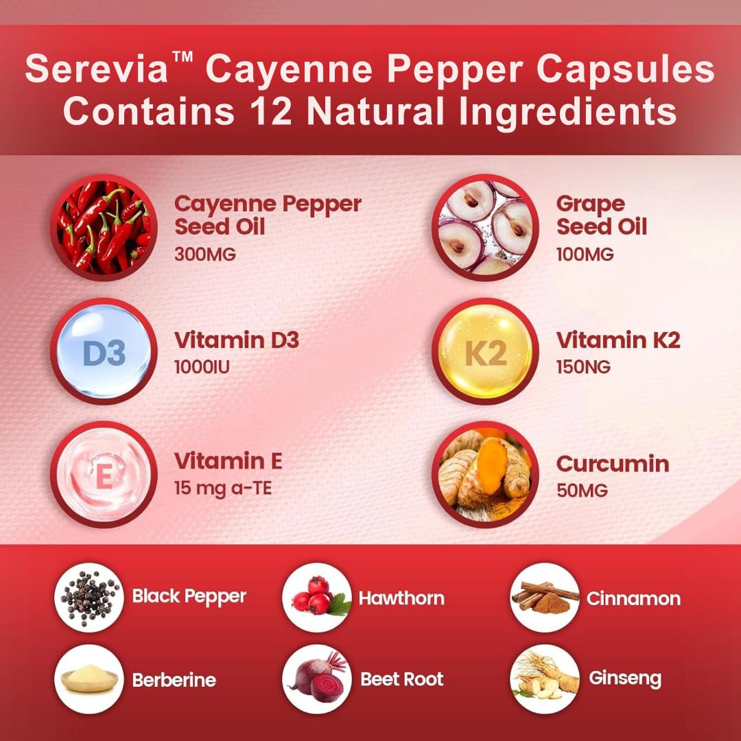 Serevia Health Cayenne Pepper + Herbal Blend Softgels 160