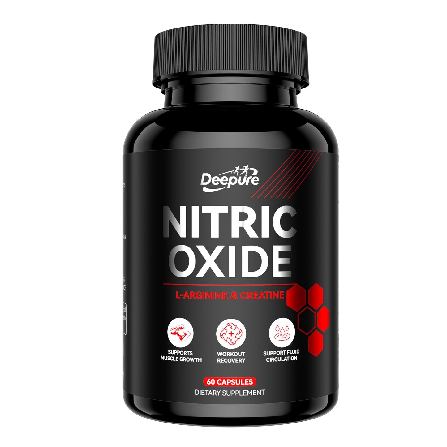 Deepure Nitric Oxide Supplement Pre Workout Capsules with L-Arginine, 60 Capsules