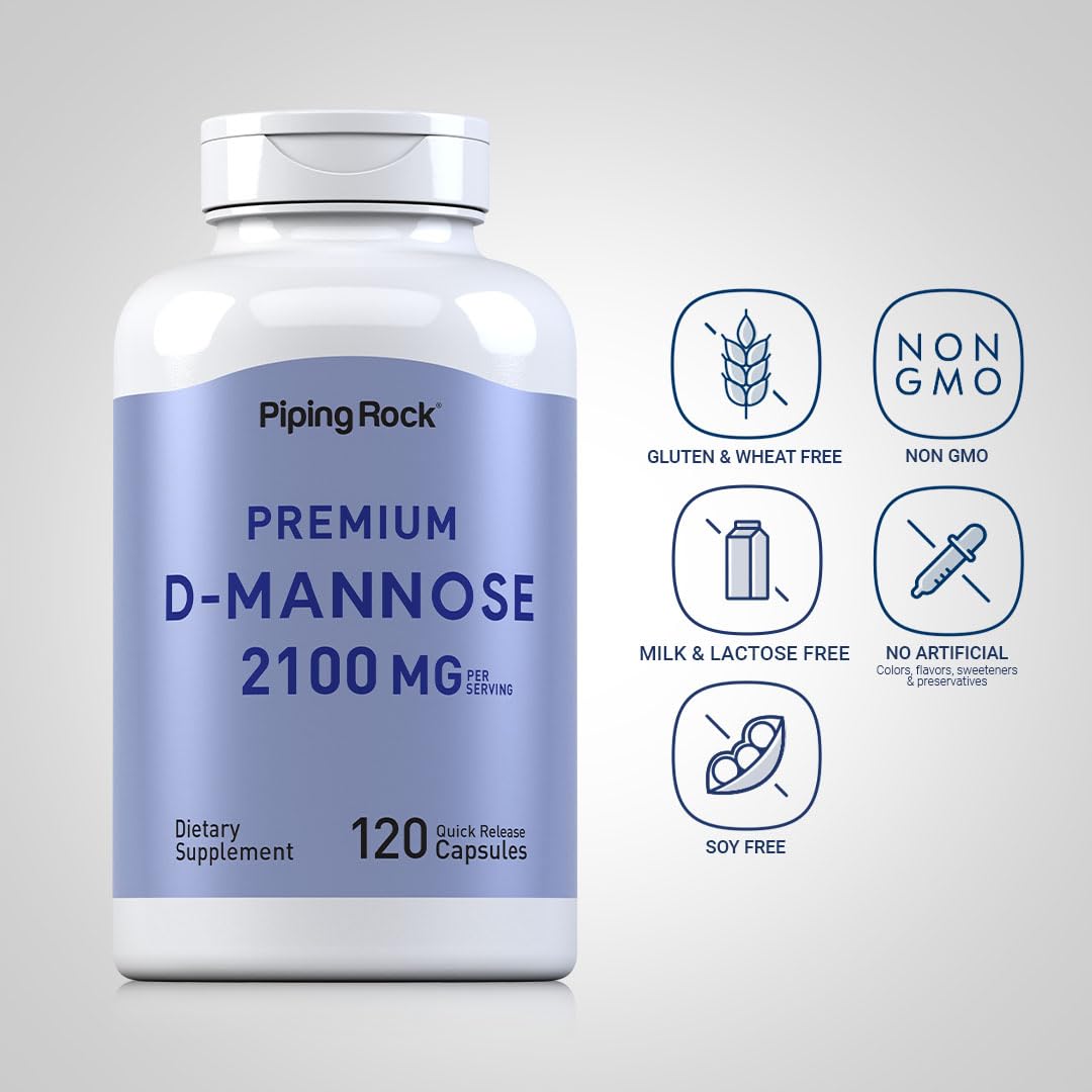 Piping Rock D-Mannose Capsules 2100mg, 120 Capsules
