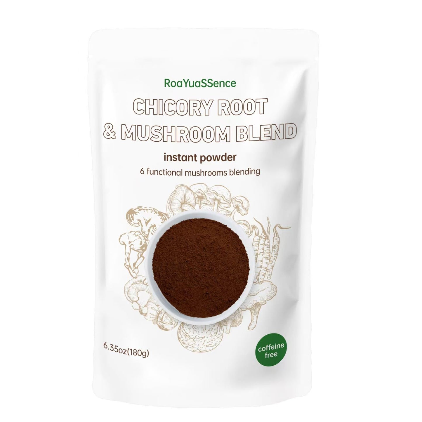 RoaYuaSSence Chicory Root and Mushroom Blend 6 Functional Mushrooms Powder 6.35