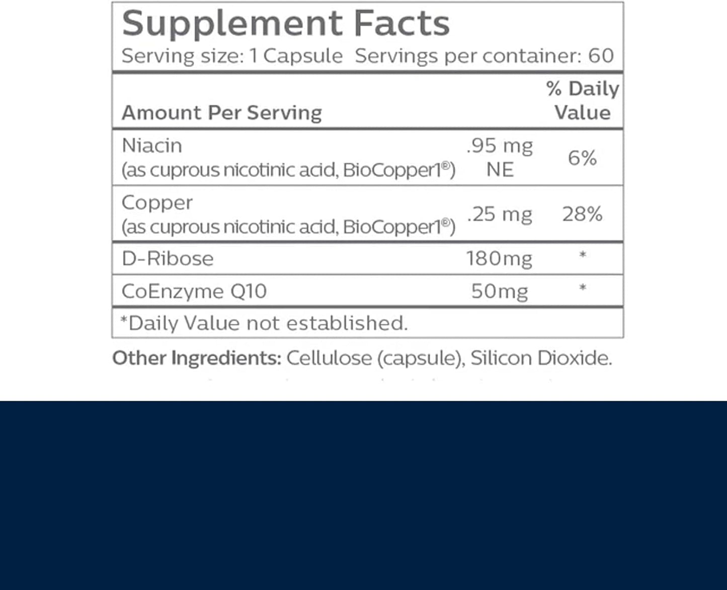 MitoSynergy Original BioCopper1 (Cunermuspir) - BioAvailable Copper MultiVitamin with CoQ10 and d-ribose to Boost NAD+ Supports Mitochondrial ATP Energy Brain and Joint Health Capsule, 60 Count