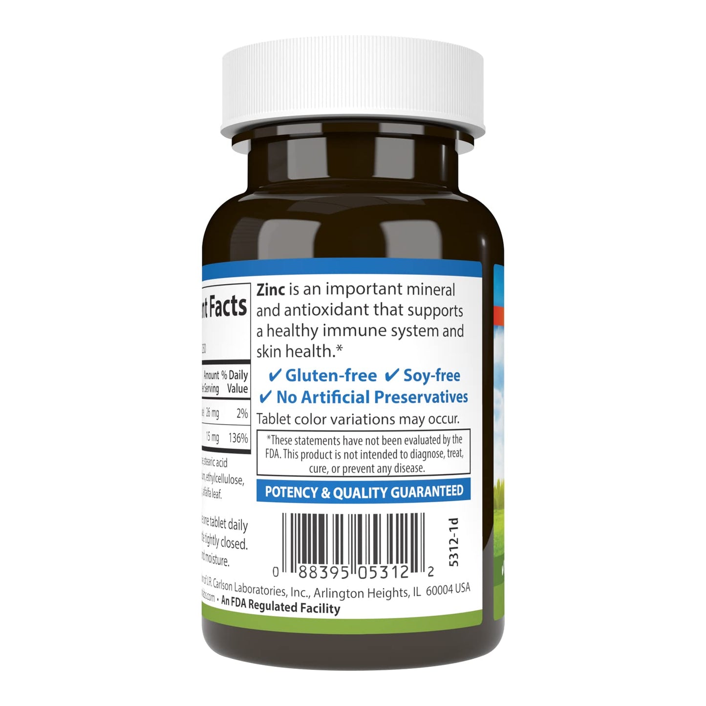 Carlson Zinc 15 mg – Zinc Gluconate Supplement for Immune Support & Skin Health – Antioxidant Zinc Softgels 250 Count