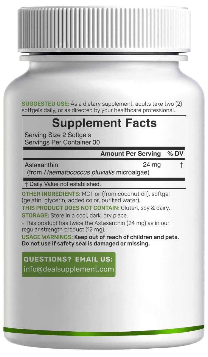DEAL SUPPLEMENT Astaxanthin 24 mg Per Serving Softgels, 60 Count