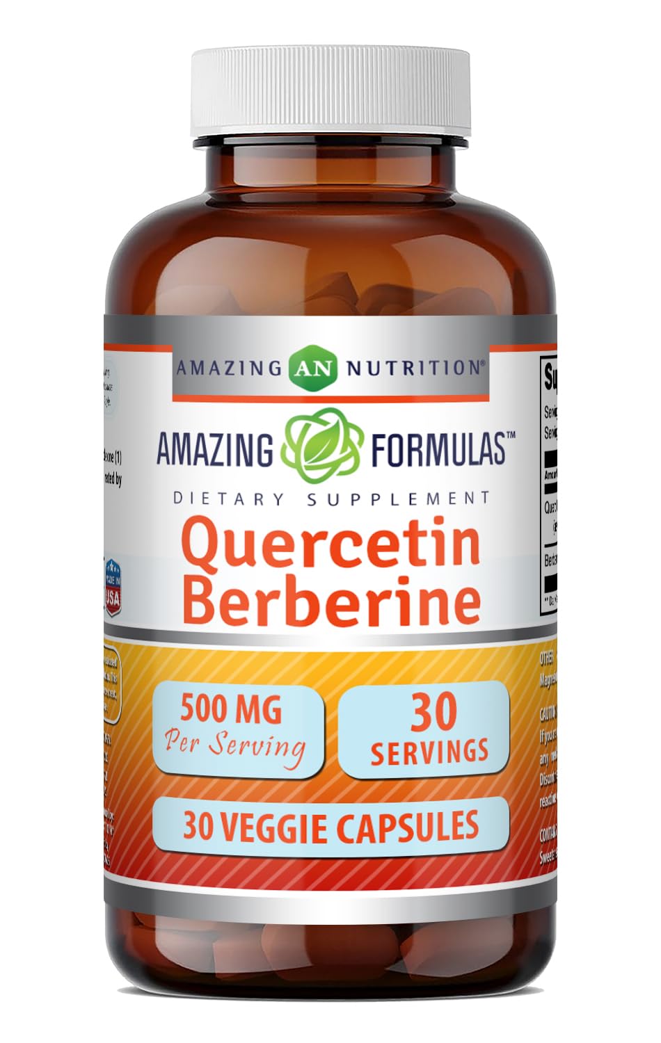 Amazing Nutrition Quercetin Berberine Capsules, 30 Count