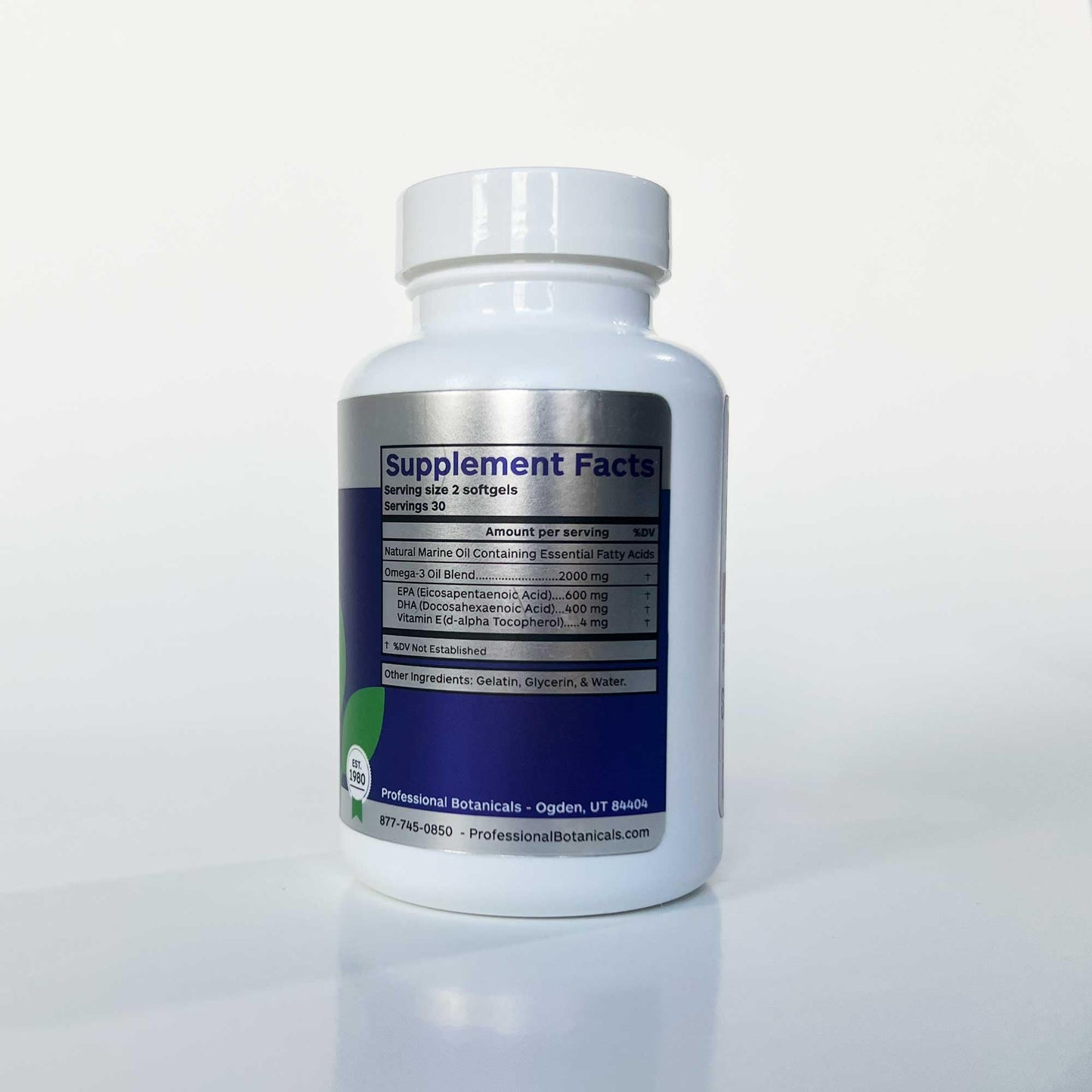 Professional Botanicals Omega 3 Marine Lipid EPA (900 mg), DHA (600 mg), Vitamin E (D-Alpha Tocopherol) (3 mg) Soft Gels, 60 Soft Gels