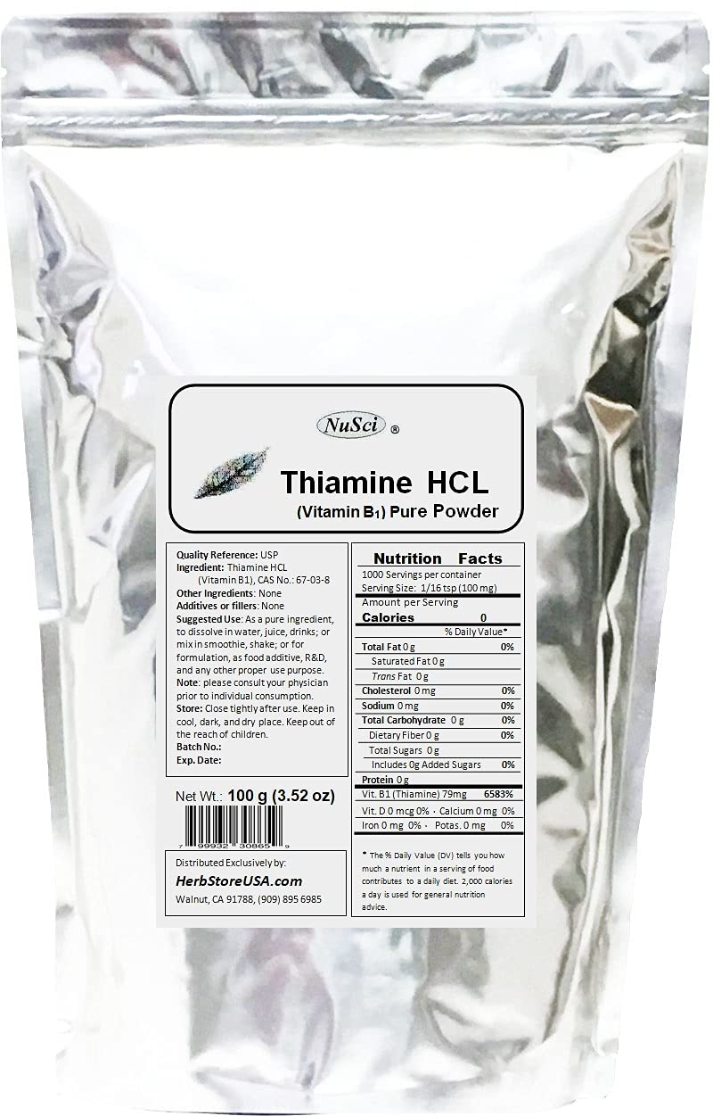 NuSci Thiamine HCl Vitamin B1 Powder 17.637 Ounce