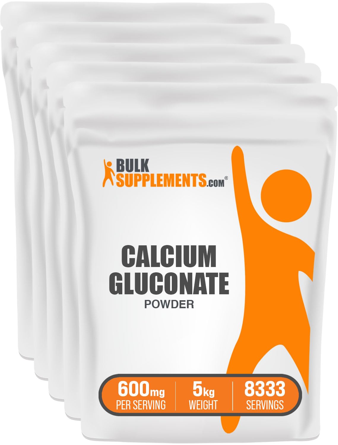 BulkSupplements Calcium Gluconate Powder, Pack of 5
