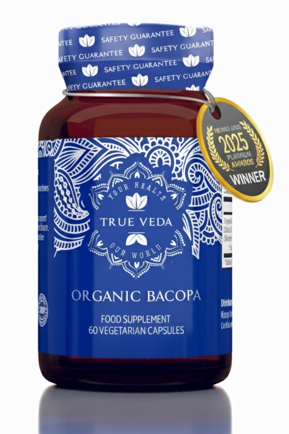 True Veda Bacopa Monnieri 20:1 Brahmi High Strength 50% Bacosides Capsules, 60 Count