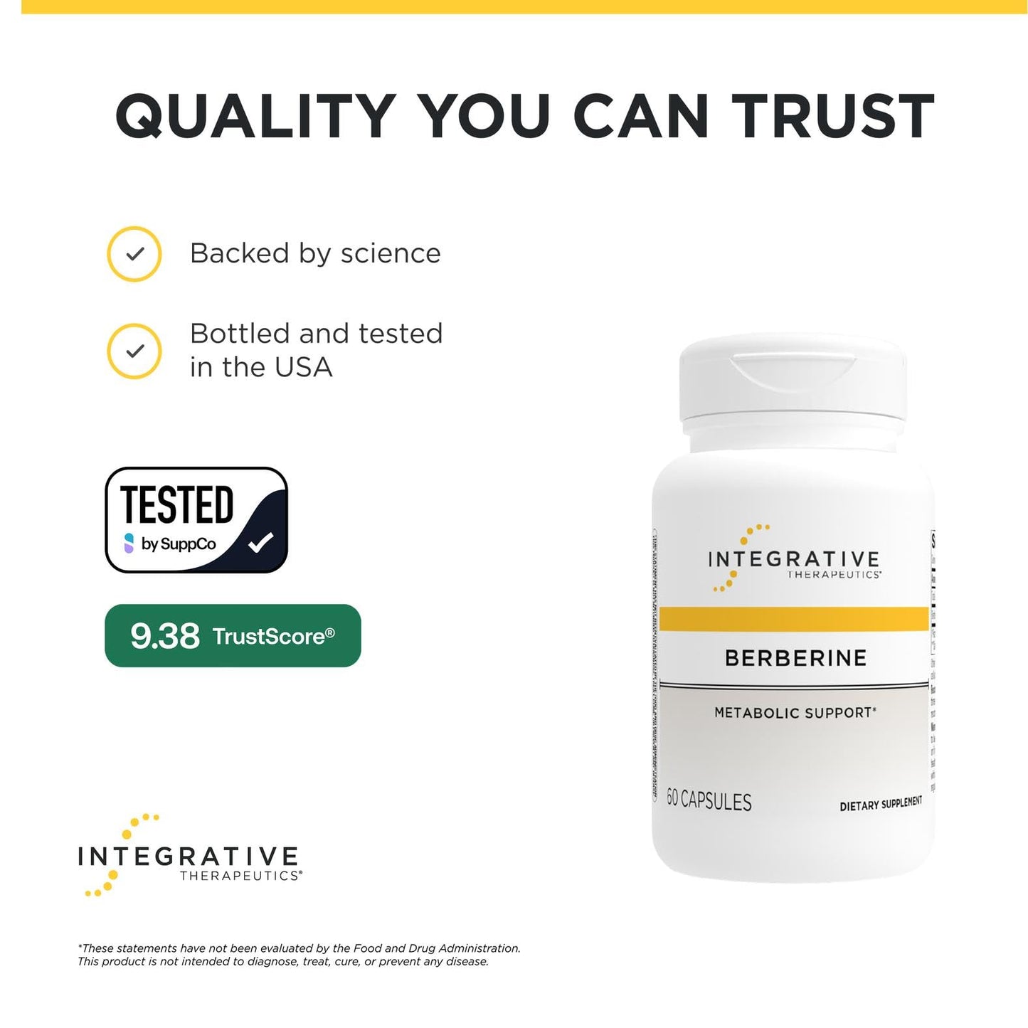 Integrative Therapeutics Berberine 1500mg Supports Metabolic Health & Cellular Energy Metabolism, Third-Party Tested, Practitioner-Trusted Quality, Dairy-Free & Gluten-Free, 120 Capsules