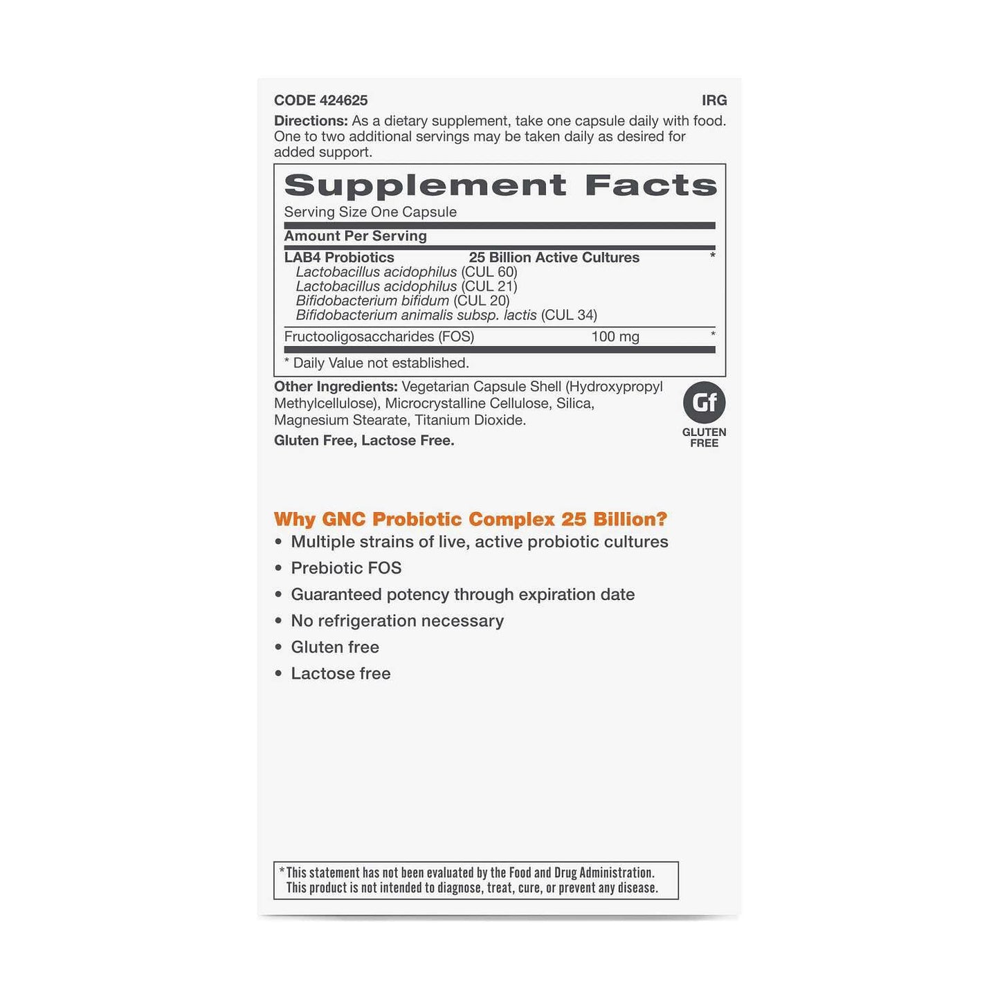 GNC Probiotic Complex - 25 Billion CFUs Capsule 30 Count