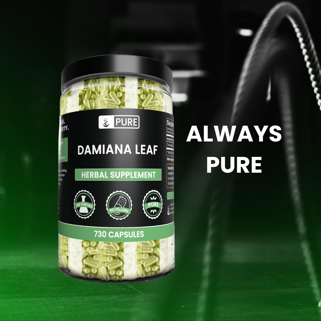 Pure Organic Ingredients Damiana Leaf 730 Capsules