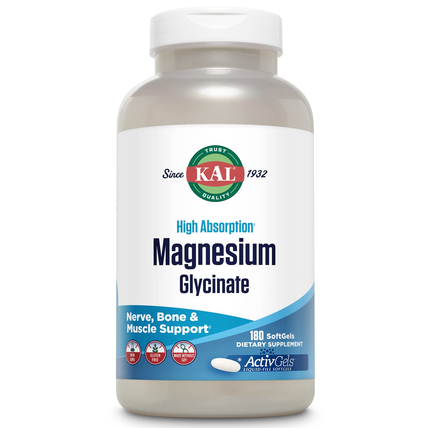 KAL Magnesium Glycinate ActivGels 315 mg Softgels, 180 Count